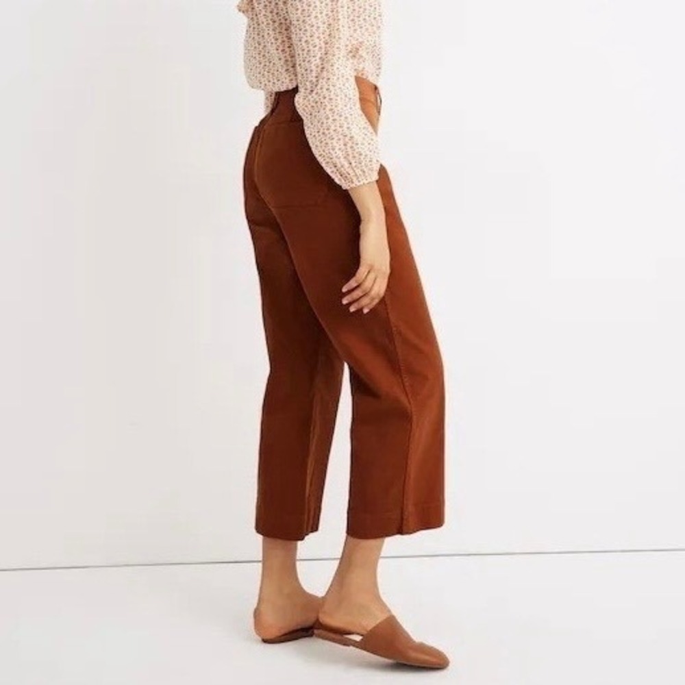 Madewell Curvy Slim Emmett Wide Leg Crop‎ Pants in Warm Nutmeg Size 25 - Picture 2 of 10